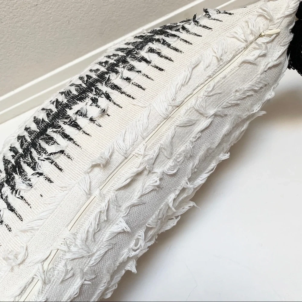 Large tassel black print pillow